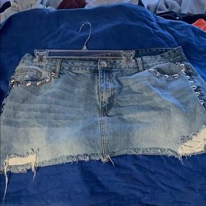 Cute jean mini skirt with silver embellishments